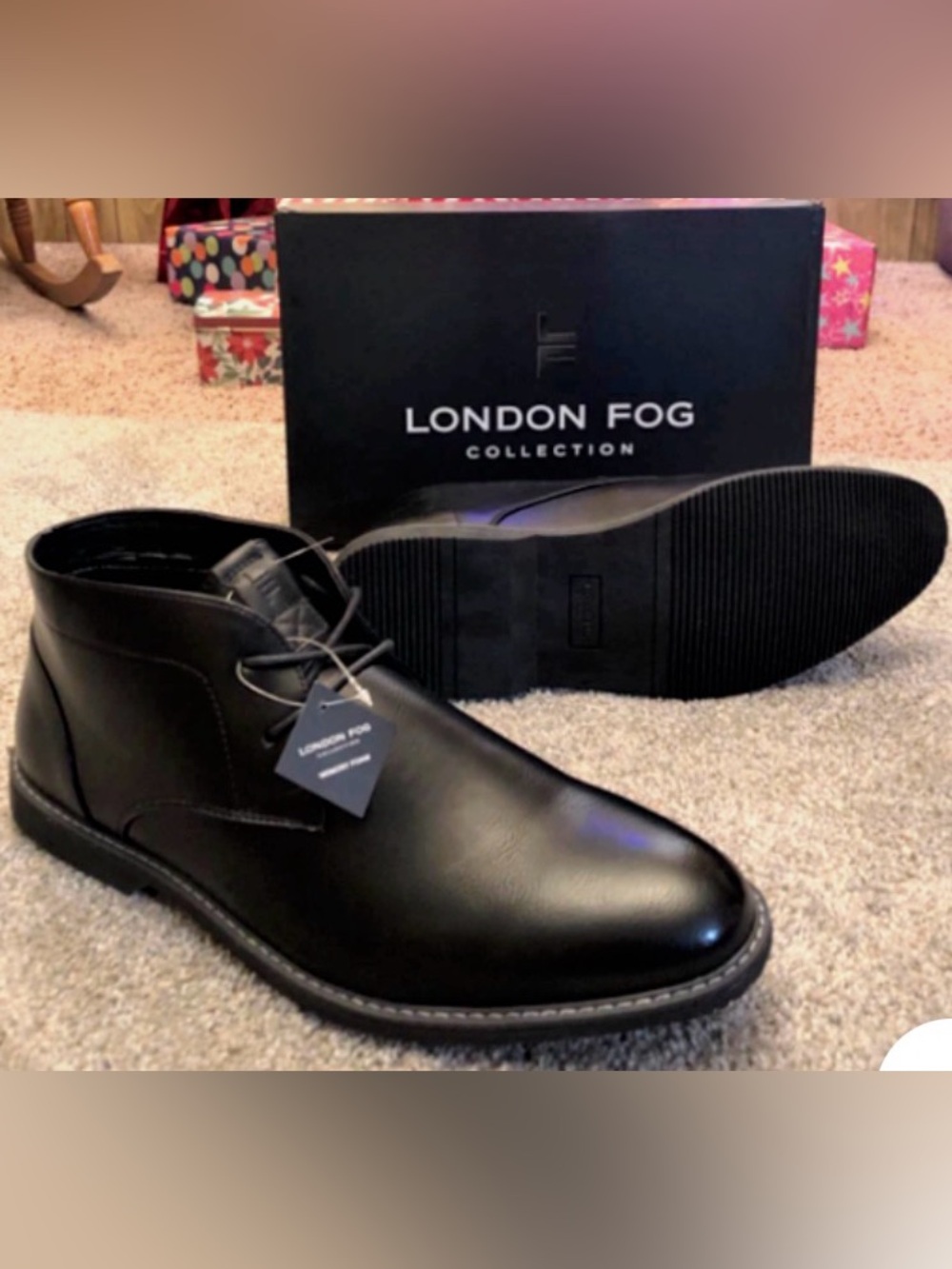 London Fog Black Lace Up Chukka Boots With Memory Foam Sz 9.5